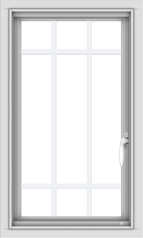 WDMA 18x30 (17.5 x 29.5 inch) Vinyl uPVC White Push out Casement Window with Prairie Grilles