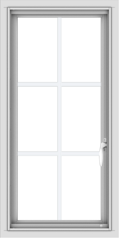 WDMA 18x36 (17.5 x 35.5 inch) Vinyl uPVC White Push out Casement Window with Colonial Grids