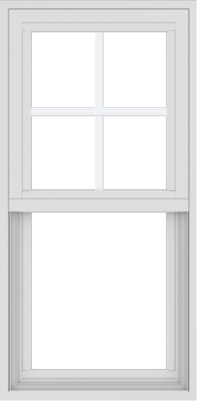 WDMA 18x36 (17.5 x 35.5 inch) Vinyl uPVC White Single Hung Double Hung Window with Top Colonial Grids Exterior
