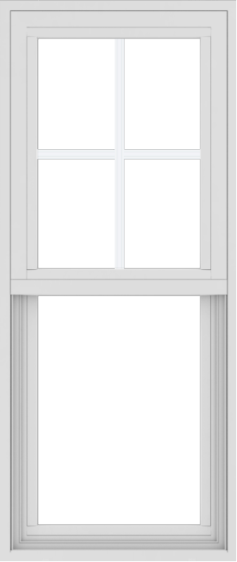 WDMA 18x42 (17.5 x 41.5 inch) Vinyl uPVC White Single Hung Double Hung Window with Top Colonial Grids Exterior