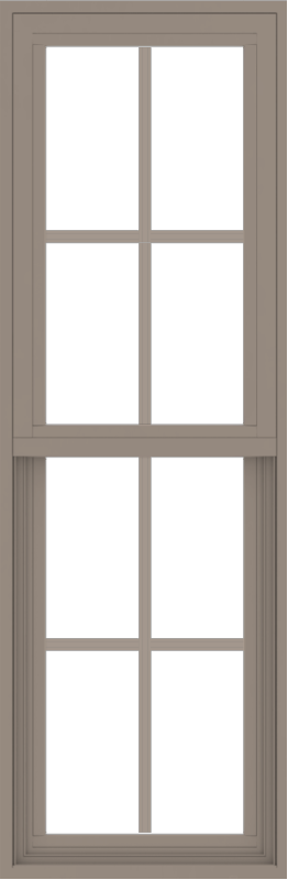WDMA 18x54 (17.5 x 53.5 inch) Vinyl uPVC Brown Single Hung Double Hung Window with Colonial Grids Exterior