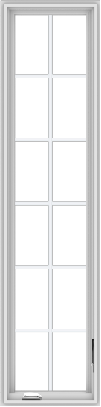 WDMA 18x72 (17.5 x 71.5 inch) White Vinyl uPVC Crank out Casement Window with Colonial Grids