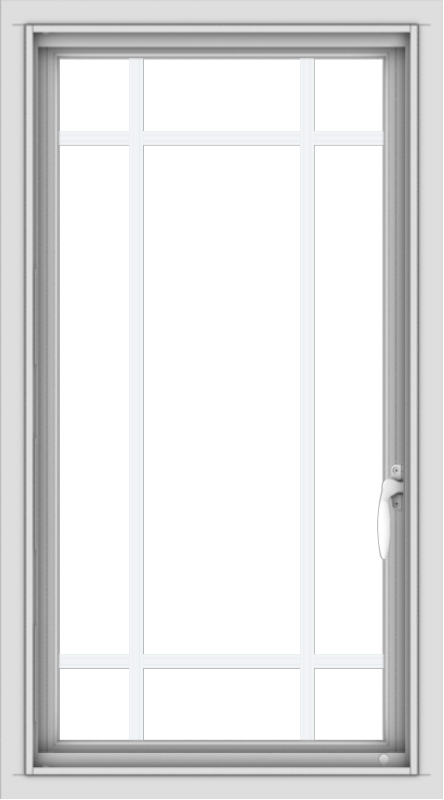 WDMA 20x36 (19.5 x 35.5 inch) Vinyl uPVC White Push out Casement Window with Prairie Grilles