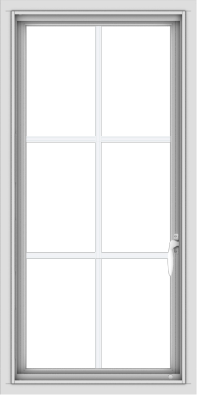 WDMA 20x40 (19.5 x 39.5 inch) Vinyl uPVC White Push out Casement Window with Colonial Grids