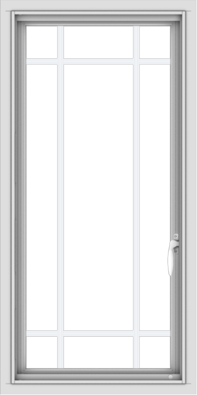 WDMA 20x40 (19.5 x 39.5 inch) Vinyl uPVC White Push out Casement Window with Prairie Grilles