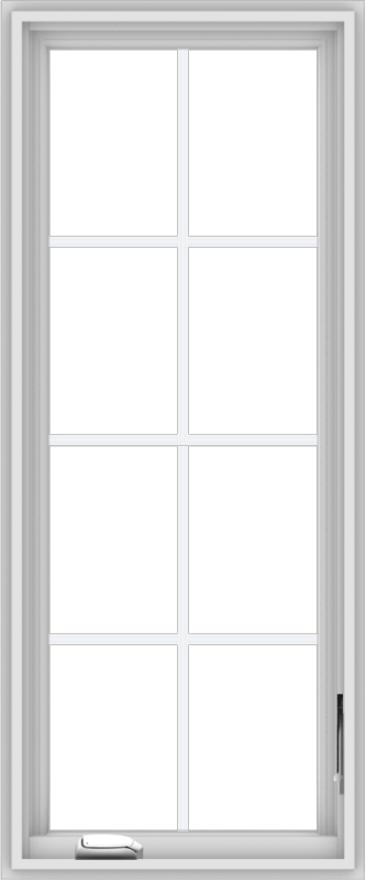 WDMA 20x48 (19.5 x 47.5 inch) White Vinyl uPVC Crank out Casement Window with Colonial Grids