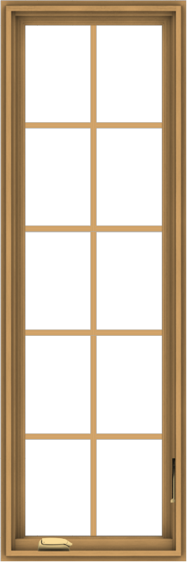 WDMA 20x60 (19.5 x 59.5 inch) Pine Wood Dark Grey Aluminum Crank out Casement Window with Colonial Grids