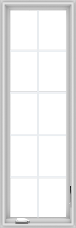 WDMA 20x60 (19.5 x 59.5 inch) White Vinyl uPVC Crank out Casement Window with Colonial Grids