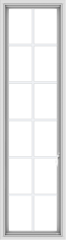 WDMA 20x72 (19.5 x 71.5 inch) White Vinyl uPVC Push out Casement Window with Colonial Grids