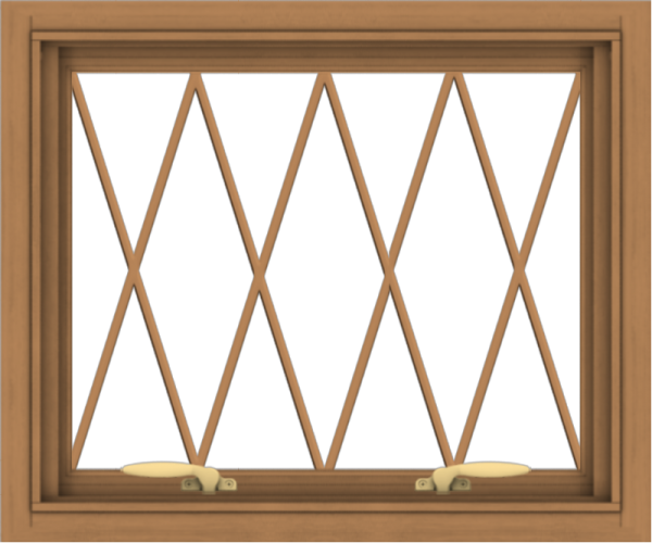 WDMA 24x20 (23.5 x 19.5 inch) Oak Wood Green Aluminum Push out Awning Window without Grids with Diamond Grills