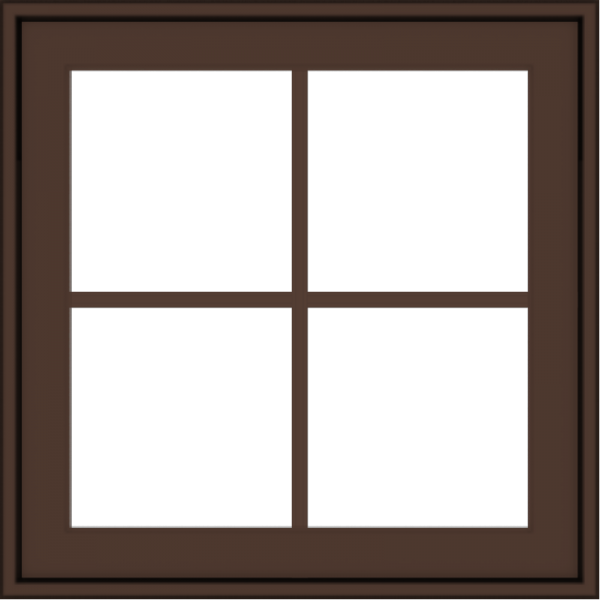 WDMA 24x24 (23.5 x 23.5 inch) Oak Wood Dark Brown Bronze Aluminum Crank out Awning Window with Colonial Grids Exterior