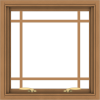 WDMA 24x24 (23.5 x 23.5 inch) Oak Wood Green Aluminum Push out Awning Window with Prairie Grilles