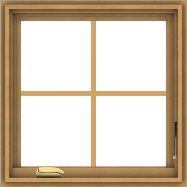 WDMA 24x24 (23.5 x 23.5 inch) Pine Wood Dark Grey Aluminum Crank out Casement Window with Colonial Grids
