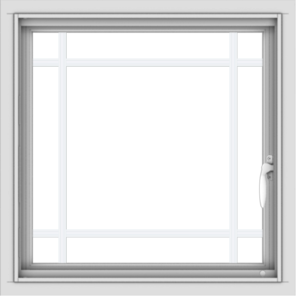 WDMA 24x24 (23.5 x 23.5 inch) Vinyl uPVC White Push out Casement Window with Prairie Grilles