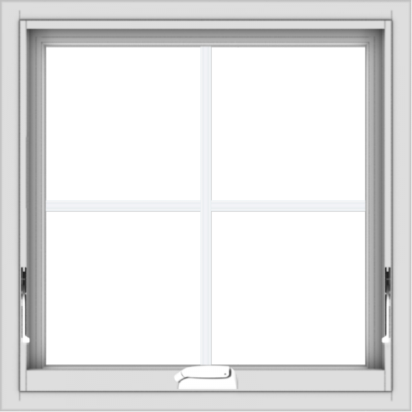 WDMA 24x24 (23.5 x 23.5 inch) White Vinyl uPVC Crank out Awning Window with Colonial Grids Interior