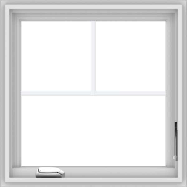 WDMA 24x24 (23.5 x 23.5 inch) White Vinyl uPVC Crank out Casement Window with Fractional Grilles