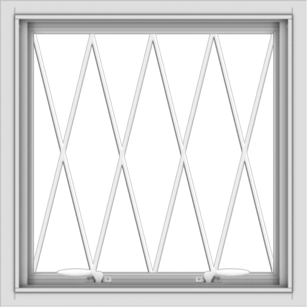 WDMA 24x24 (23.5 x 23.5 inch) White uPVC Vinyl Push out Awning Window without Grids with Diamond Grills