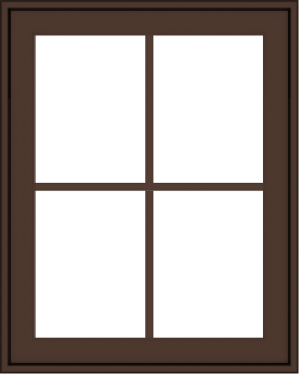WDMA 24x30 (23.5 x 29.5 inch) Oak Wood Dark Brown Bronze Aluminum Crank out Awning Window with Colonial Grids Exterior