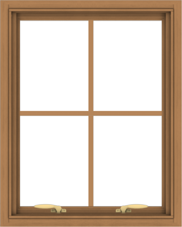 WDMA 24x30 (23.5 x 29.5 inch) Oak Wood Green Aluminum Push out Awning Window with Colonial Grids Interior