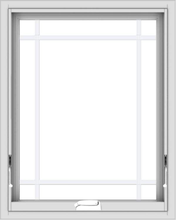 WDMA 24x30 (23.5 x 29.5 inch) White Vinyl uPVC Crank out Awning Window with Prairie Grilles