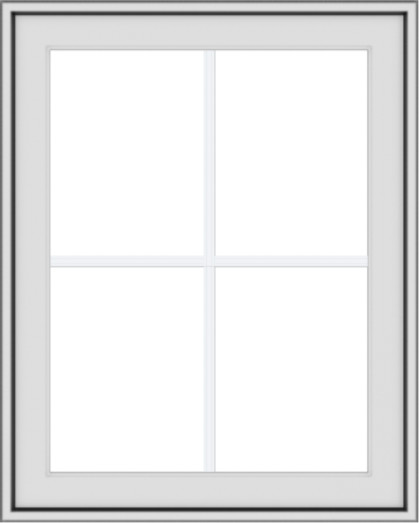 WDMA 24x30 (23.5 x 29.5 inch) White uPVC Vinyl Push out Awning Window with Colonial Grids Exterior