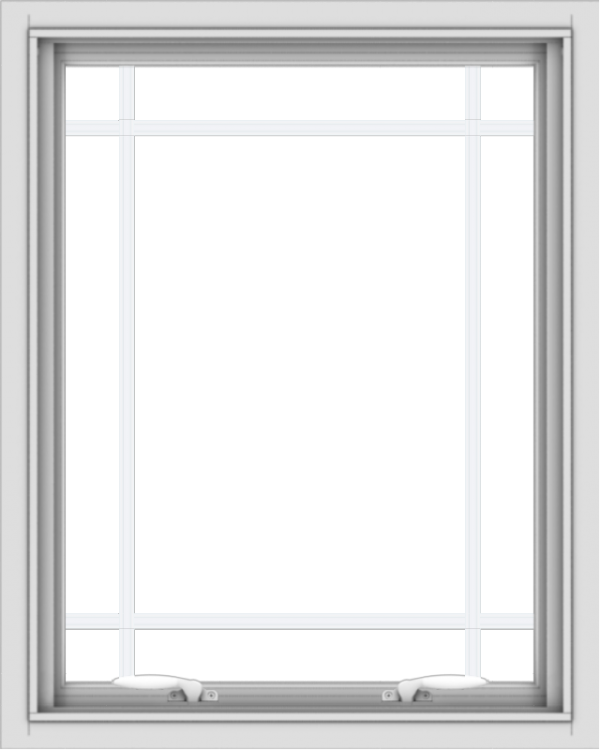 WDMA 24x30 (23.5 x 29.5 inch) White uPVC Vinyl Push out Awning Window with Prairie Grilles