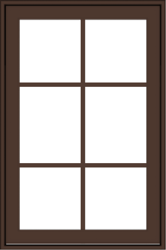WDMA 24x36 (23.5 x 35.5 inch) Oak Wood Dark Brown Bronze Aluminum Crank out Awning Window with Colonial Grids Exterior
