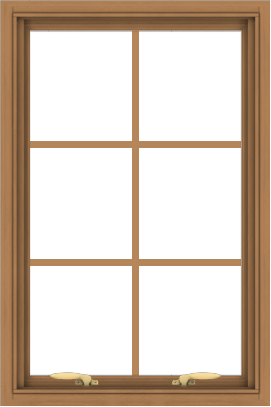 WDMA 24x36 (23.5 x 35.5 inch) Oak Wood Green Aluminum Push out Awning Window with Colonial Grids Interior