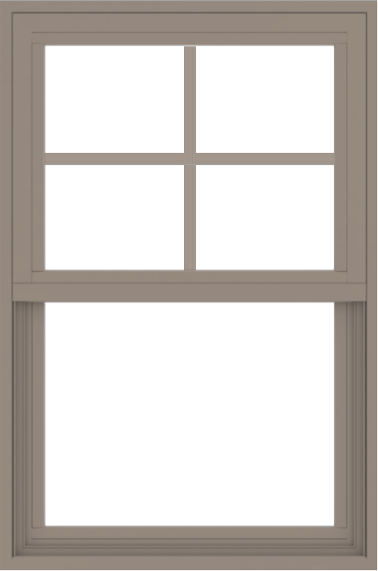 WDMA 24x36 (23.5 x 35.5 inch) Vinyl uPVC Brown Single Hung Double Hung Window with Top Colonial Grids Exterior