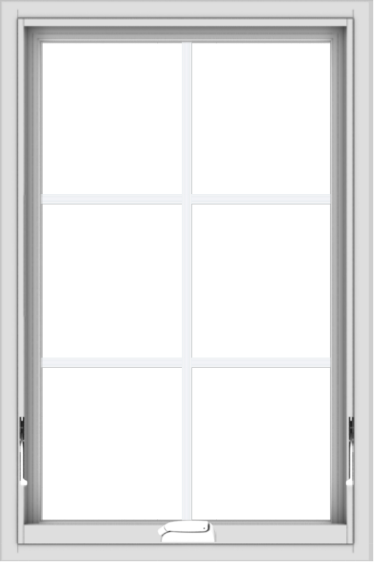 WDMA 24x36 (23.5 x 35.5 inch) White Vinyl uPVC Crank out Awning Window with Colonial Grids Interior