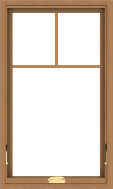 WDMA 24x40 (23.5 x 39.5 inch) Oak Wood Dark Brown Bronze Aluminum Crank out Awning Window with Fractional Grilles
