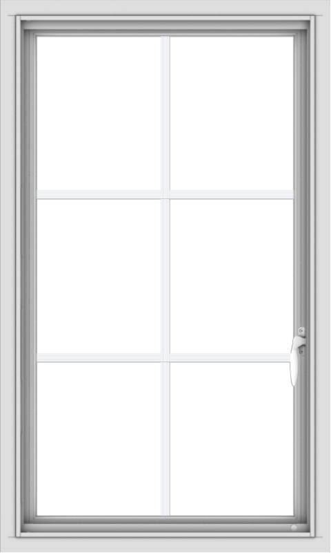 WDMA 24x40 (23.5 x 39.5 inch) Vinyl uPVC White Push out Casement Window with Colonial Grids