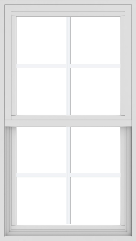 WDMA 24x42 (17.5 x 41.5 inch) Vinyl uPVC White Single Hung Double Hung Window with Colonial Grids Exterior