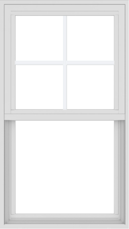 WDMA 24x42 (23.5 x 41.5 inch) Vinyl uPVC White Single Hung Double Hung Window with Top Colonial Grids Exterior