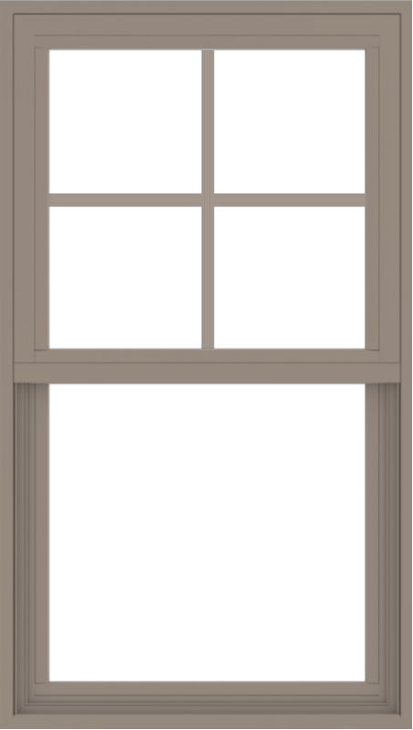 WDMA 24x42 (23.5 x 41.5 inch) Vinyl uPVC Brown Single Hung Double Hung Window with Top Colonial Grids Exterior
