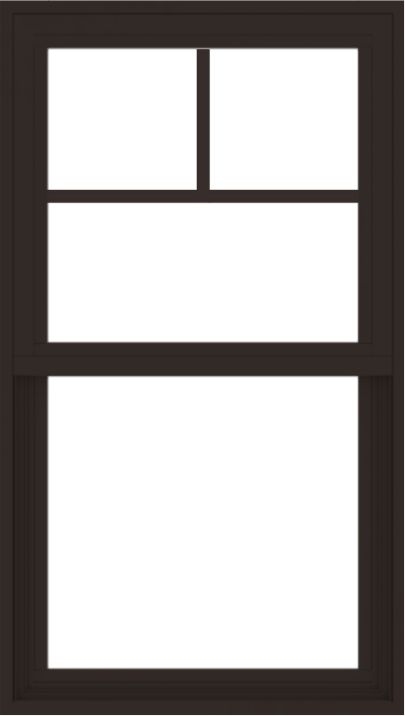 WDMA 24x42 (23.5 x 41.5 inch) Vinyl uPVC Dark Brown Single Hung Double Hung Window with Fractional Grids Interior