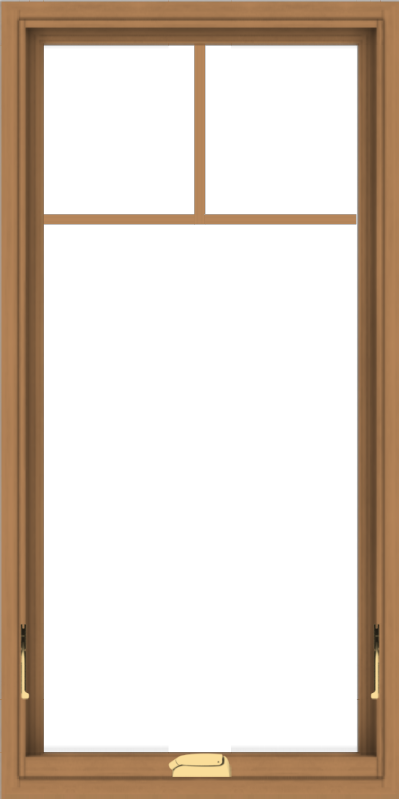 WDMA 24x48 (23.5 x 47.5 inch) Oak Wood Dark Brown Bronze Aluminum Crank out Awning Window with Fractional Grilles