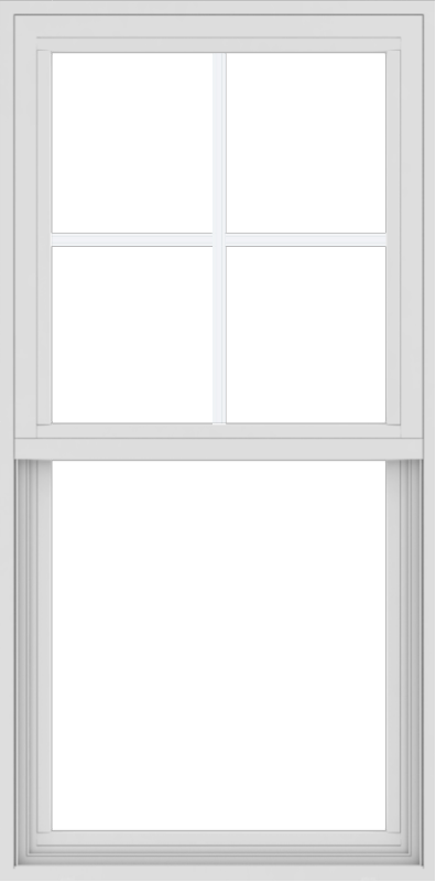 WDMA 24x48 (23.5 x 47.5 inch) Vinyl uPVC White Single Hung Double Hung Window with Top Colonial Grids Exterior