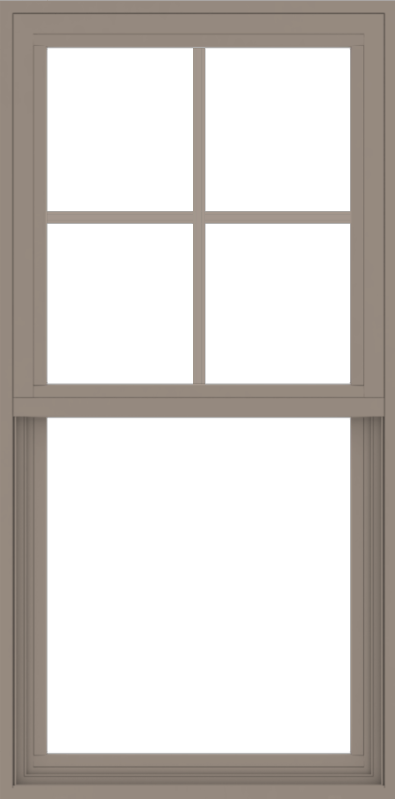 WDMA 24x48 (23.5 x 47.5 inch) Vinyl uPVC Brown Single Hung Double Hung Window with Top Colonial Grids Exterior