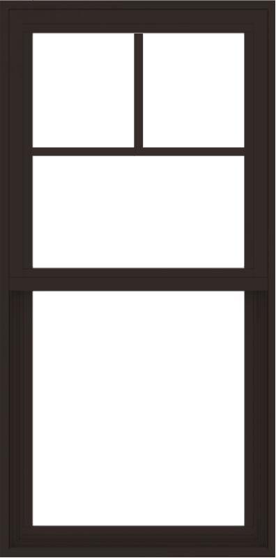 WDMA 24x48 (23.5 x 47.5 inch) Vinyl uPVC Dark Brown Single Hung Double Hung Window with Fractional Grids Interior