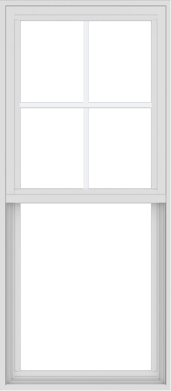 WDMA 24x54 (23.5 x 53.5 inch) Vinyl uPVC White Single Hung Double Hung Window with Top Colonial Grids Exterior