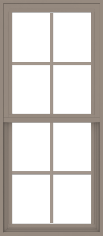 WDMA 24x54 (23.5 x 53.5 inch) Vinyl uPVC Brown Single Hung Double Hung Window with Colonial Grids Exterior