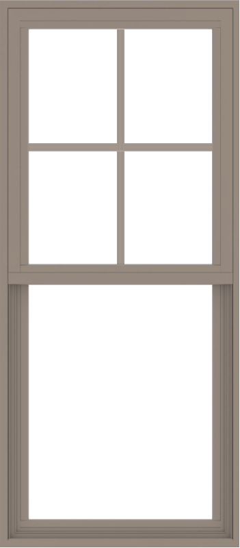 WDMA 24x54 (23.5 x 53.5 inch) Vinyl uPVC Brown Single Hung Double Hung Window with Top Colonial Grids Exterior