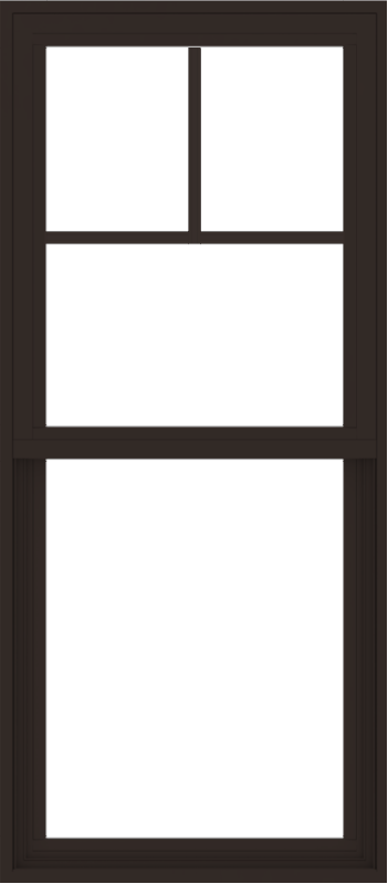 WDMA 24x54 (23.5 x 53.5 inch) Vinyl uPVC Dark Brown Single Hung Double Hung Window with Fractional Grids Interior