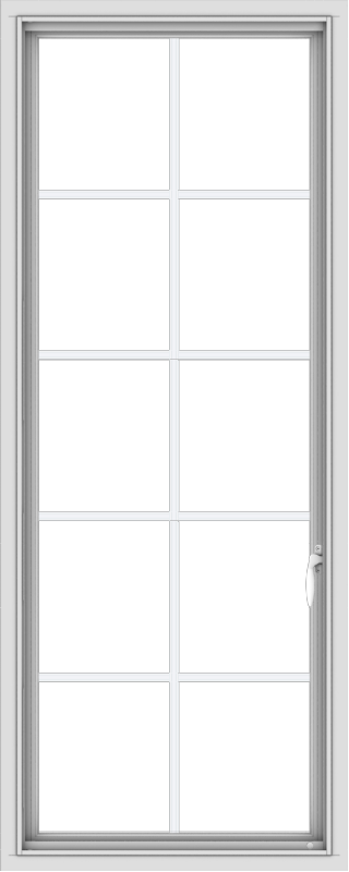 WDMA 24x60 (23.5 x 59.5 inch) White Vinyl uPVC Push out Casement Window with Colonial Grids