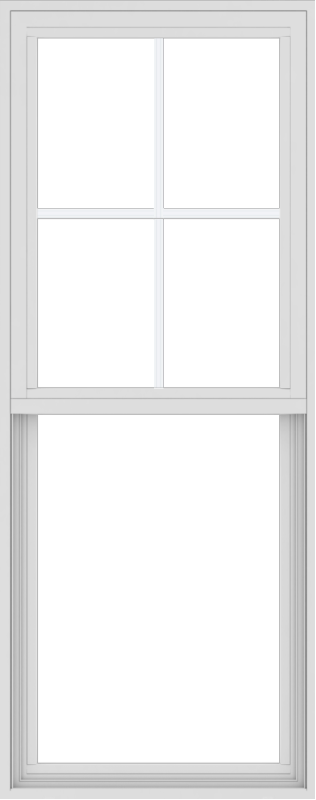 WDMA 24x60 (23.5 x 59.5 inch) Vinyl uPVC White Single Hung Double Hung Window with Top Colonial Grids Exterior