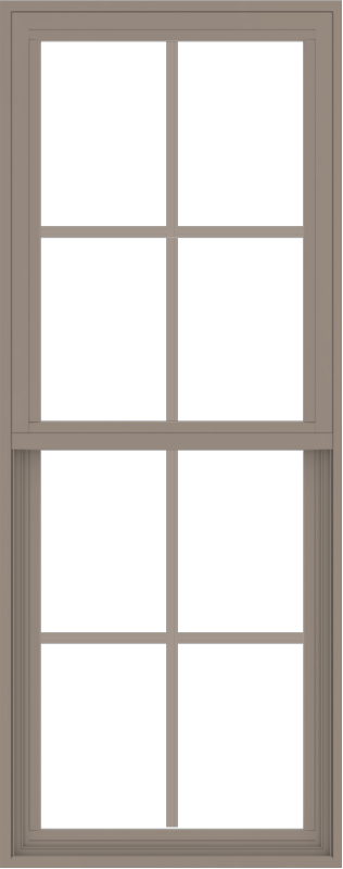 WDMA 24x60 (23.5 x 59.5 inch) Vinyl uPVC Brown Single Hung Double Hung Window with Colonial Grids Exterior