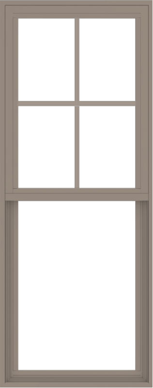 WDMA 24x60 (23.5 x 59.5 inch) Vinyl uPVC Brown Single Hung Double Hung Window with Top Colonial Grids Exterior