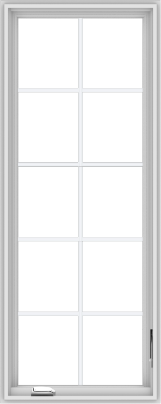 WDMA 24x60 (23.5 x 59.5 inch) White Vinyl uPVC Crank out Casement Window with Colonial Grids