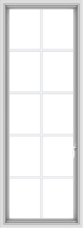 WDMA 24x66 (23.5 x 65.5 inch) White Vinyl uPVC Push out Casement Window with Colonial Grids